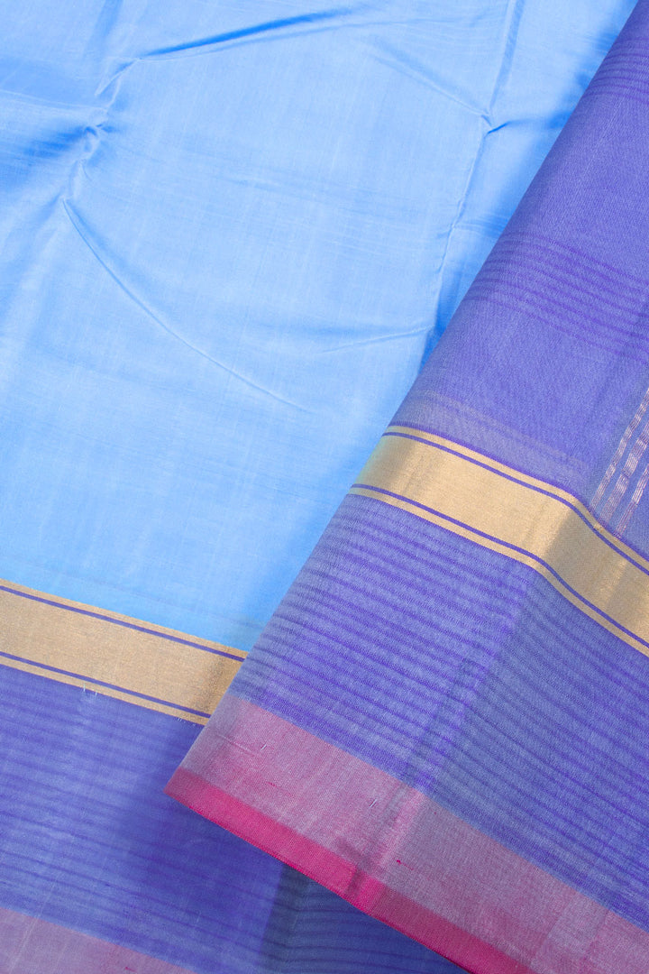 Sky Blue Handloom Pure Silk Kanjivaram Saree 10071956