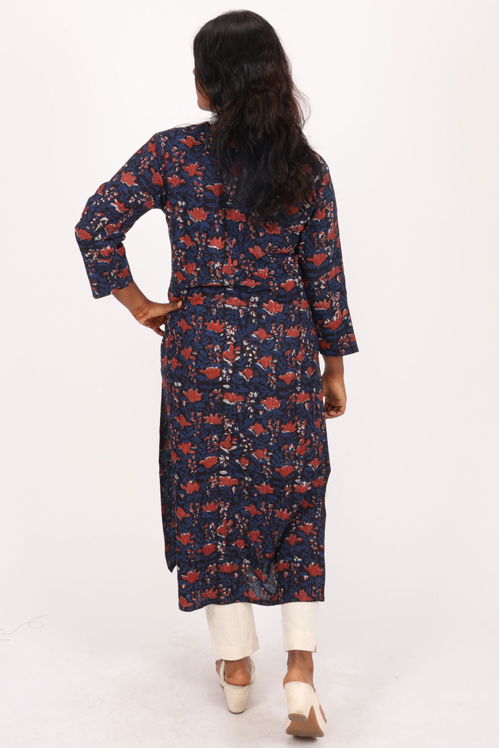 Blue Jahota Hand Block Cotton Kurta