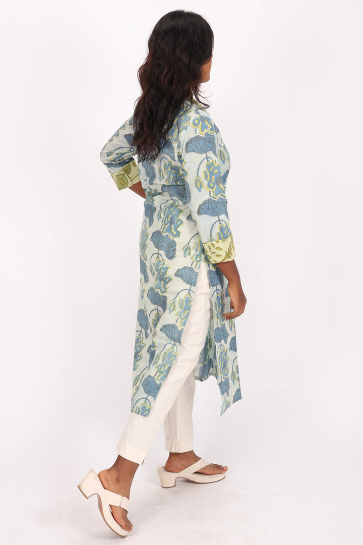 Blue Handblock Vanaspati Printed Cotton Kurta