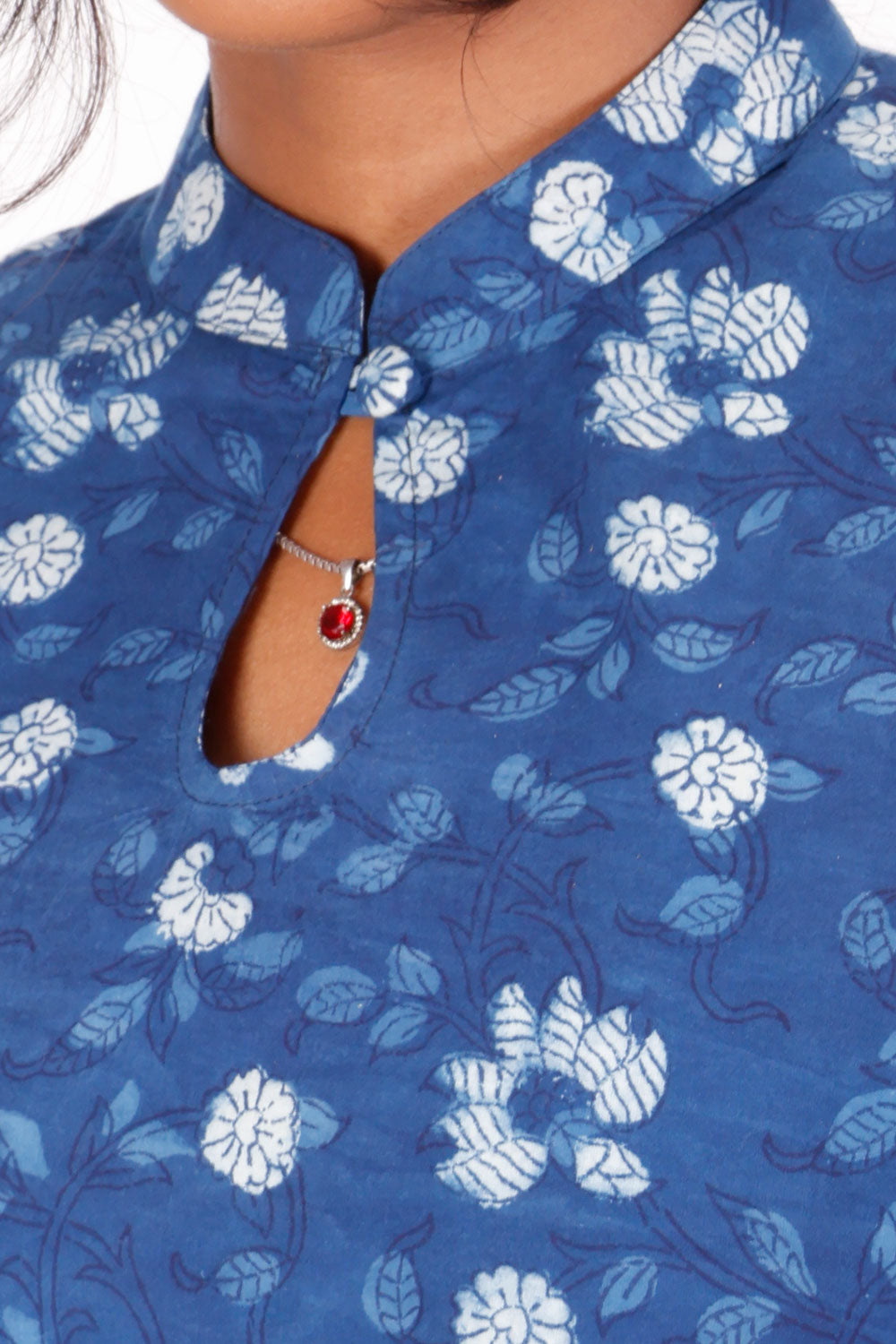 Blue Jahota Hand Block Cotton Kurta