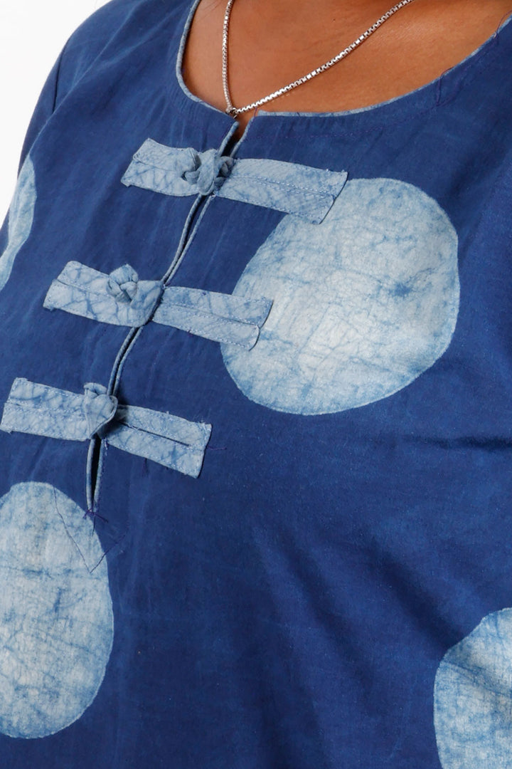 Indigo Hand Block Printed Cotton Kurti 