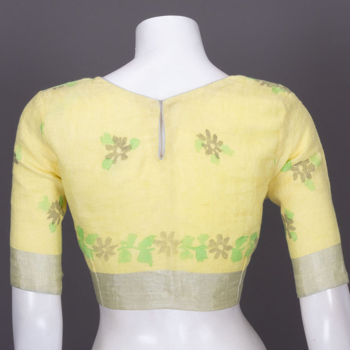 Yellow Hand Block Printed Linen Blouse 10072211