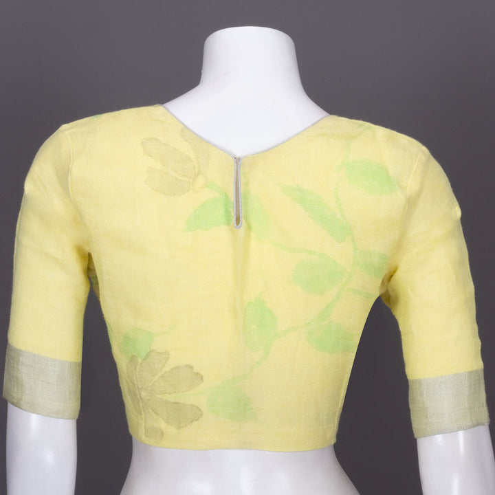 Yellow Hand Block Printed Linen Blouse 10072214