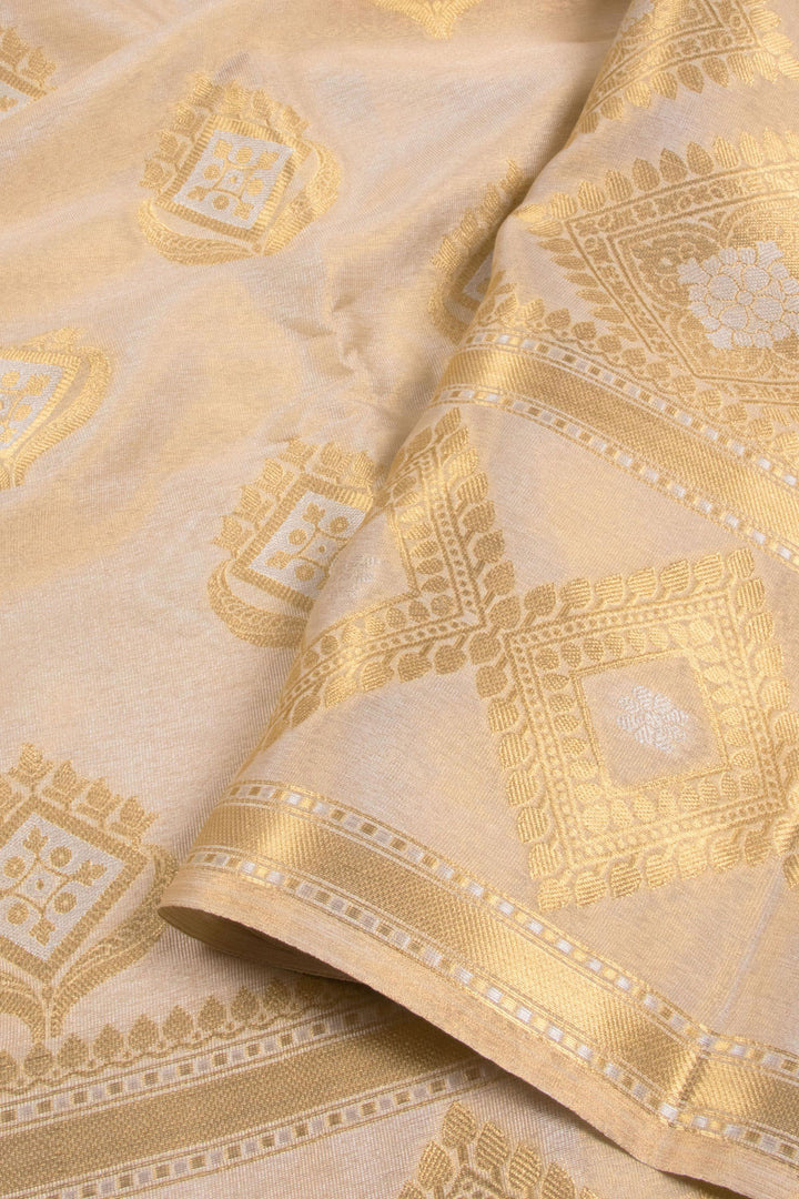 Cream Banarasi Tissue Silk Saree 10072277