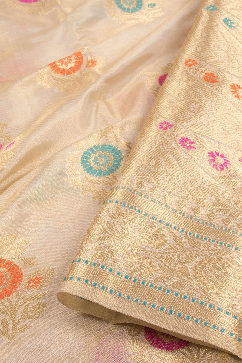 Cream Banarasi Tissue Silk Saree 10072279