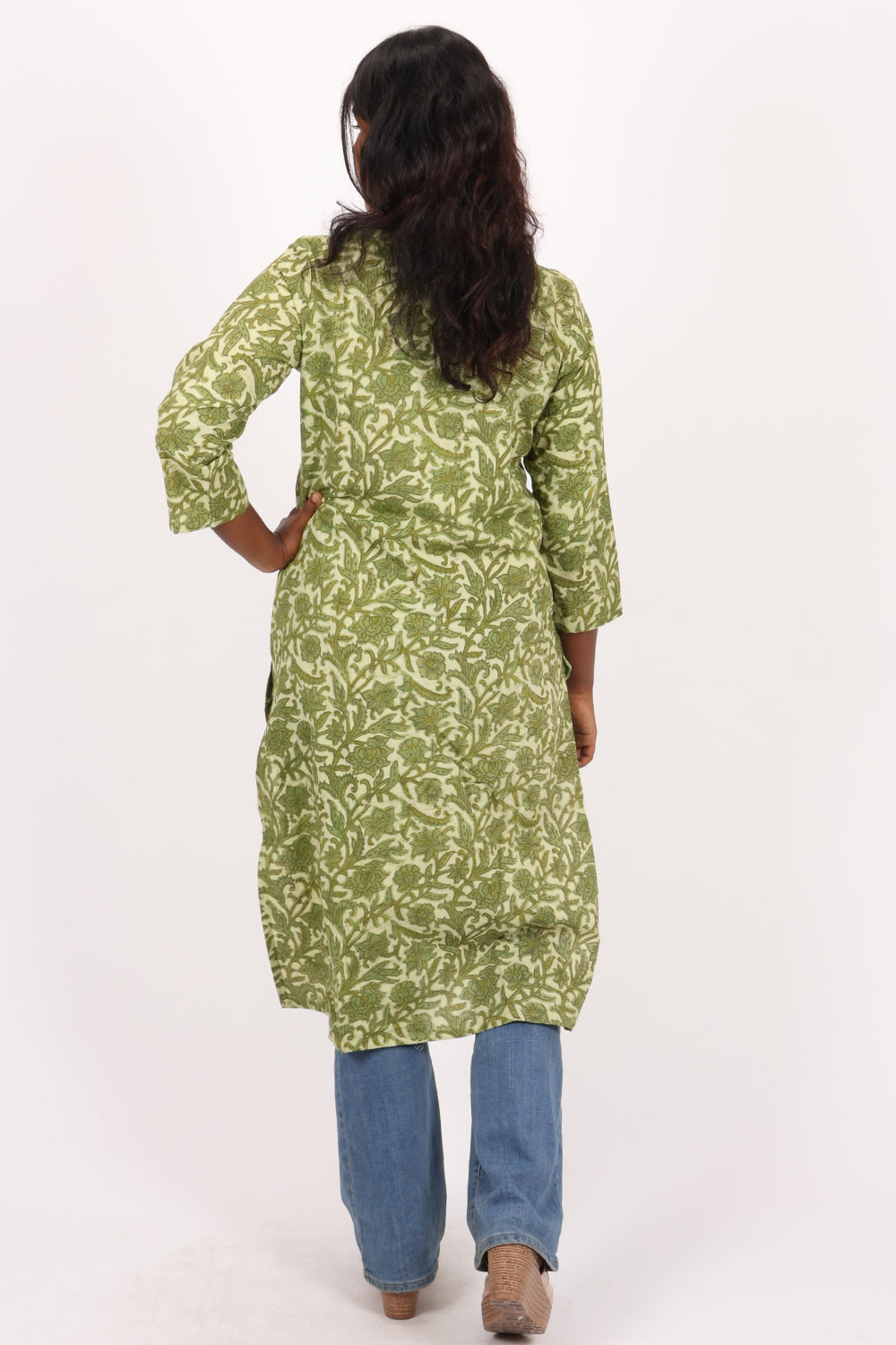 Green Handblock Vanaspathi Printed Cotton Kurta