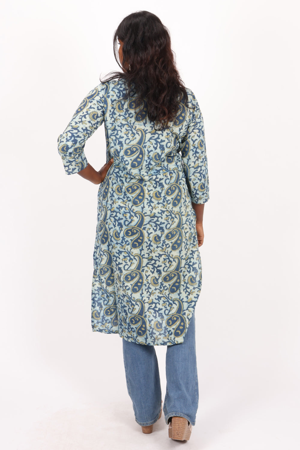 Blue Handblock Vanaspathi Printed Cotton Kurta