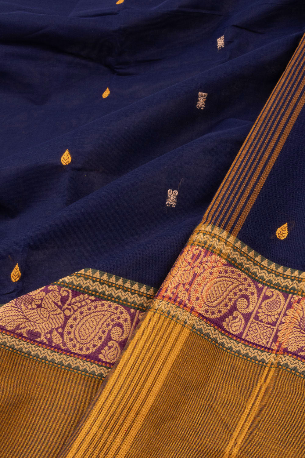 Blue Handloom Chettinad Cotton Saree 10072605