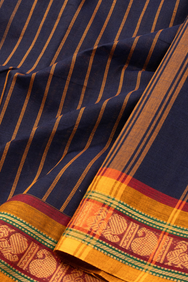 Blue Handloom Chettinad Cotton Saree 10072613