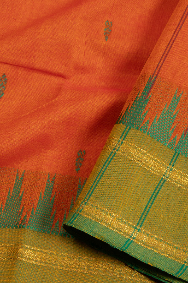 Orange Handloom Chettinad Cotton Saree 10072692