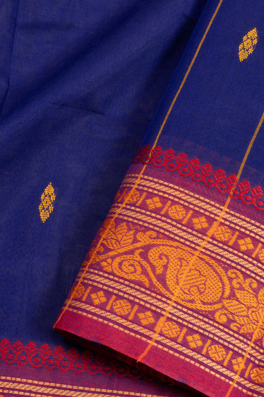 Blue Handloom Chettinad Cotton Saree 10072693