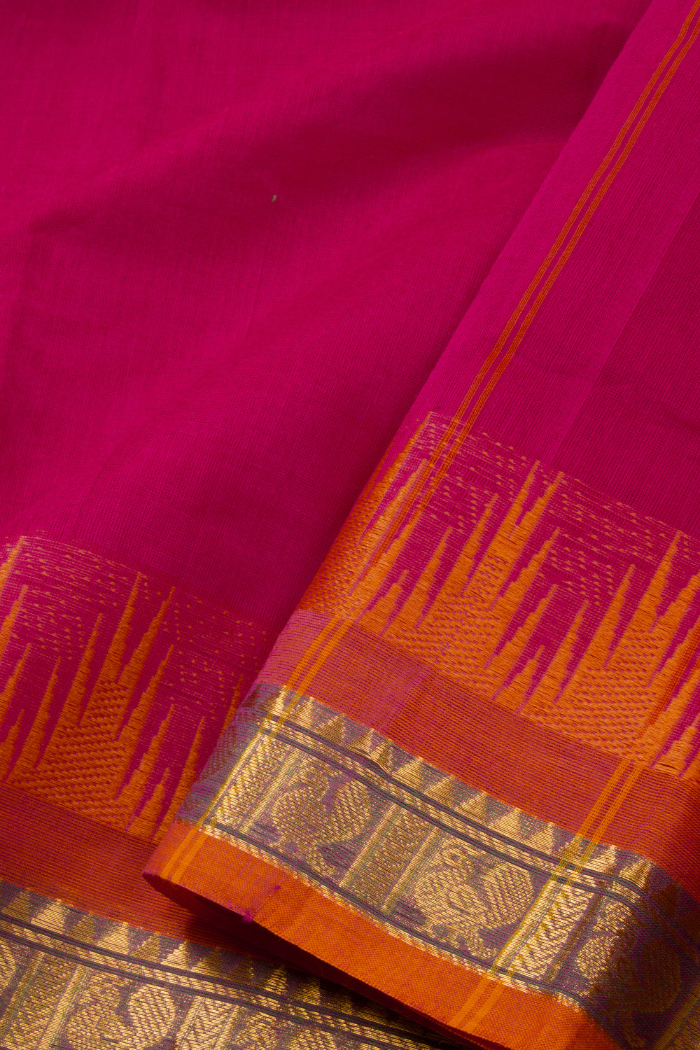 Pink Handloom Chettinad Cotton Saree 10072709