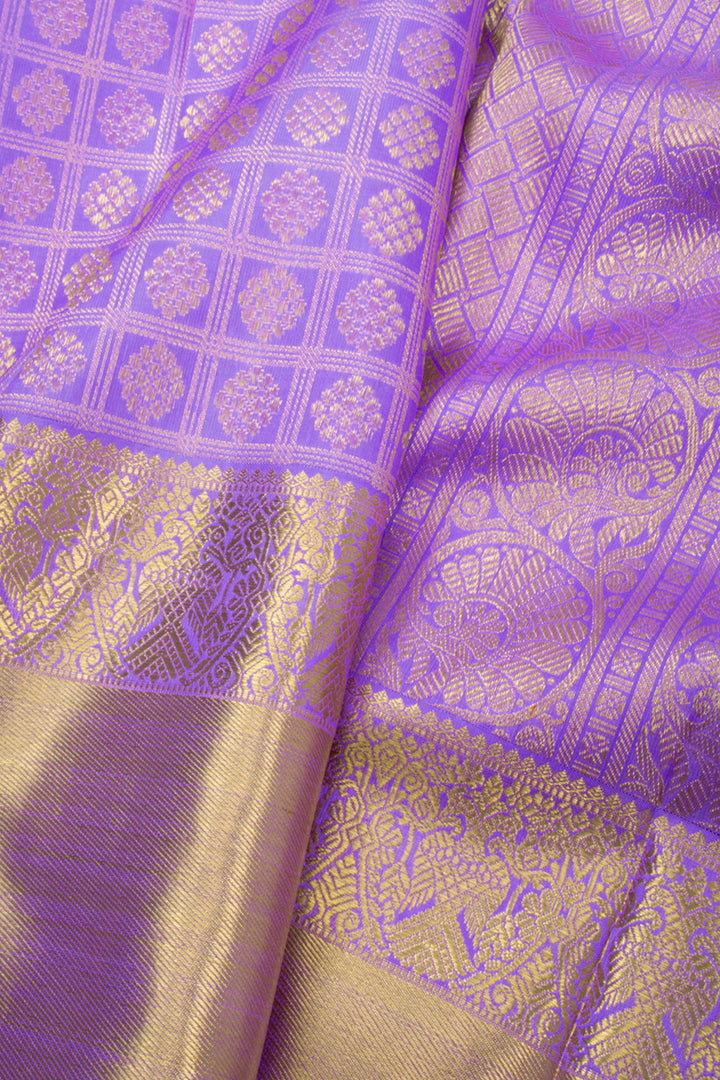 Lavender Pure Zari Bridal Kanjivaram Silk Saree 10072744