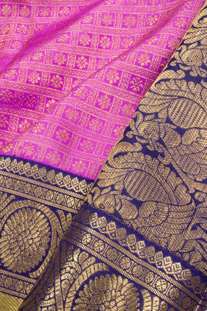 Pink Pure Zari Korvai Bridal Kanjivaram Silk Saree 10072751