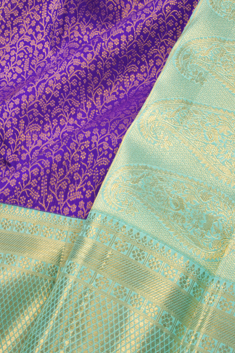 Purple Pure Zari Korvai Bridal Kanjivaram Silk Saree 10072752