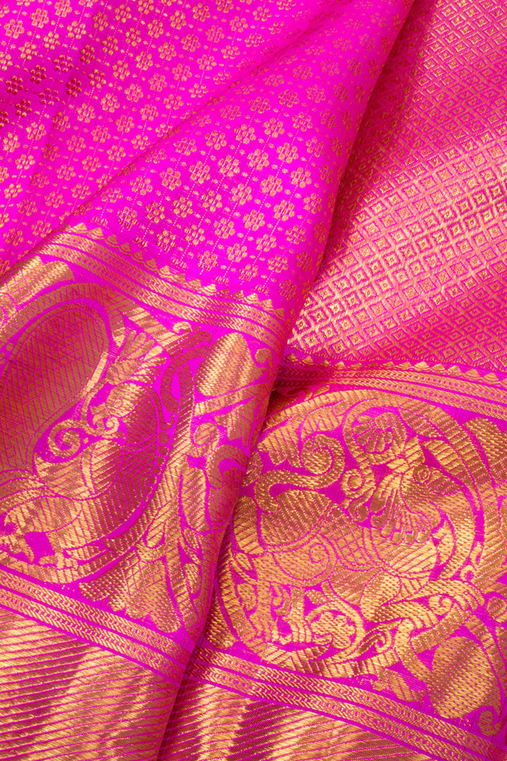 Rani Pink Pure Zari Bridal Kanjivaram Silk Saree 10072755