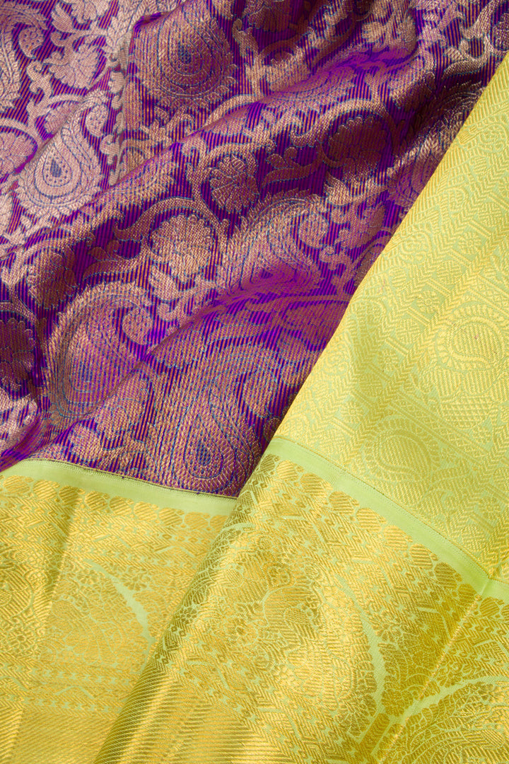 Purple Pure Zari Korvai Bridal Kanjivaram Silk Saree 10072758