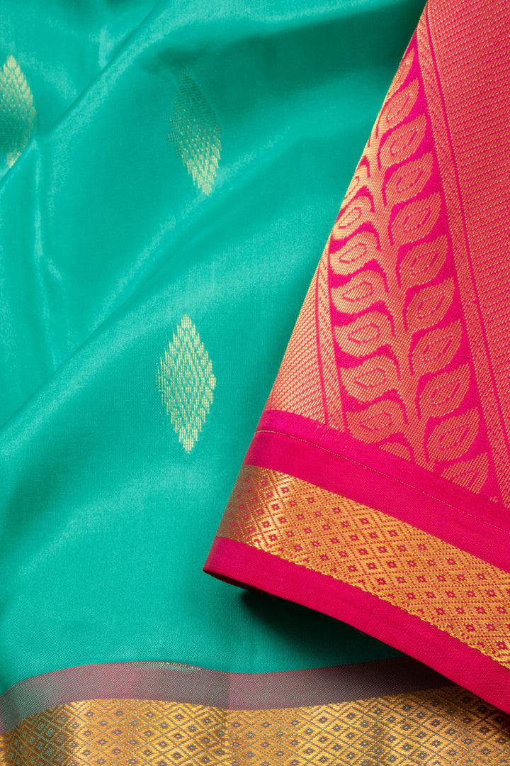 Teal Green Handloom Kanchipuram Pure Silk Saree 10072806