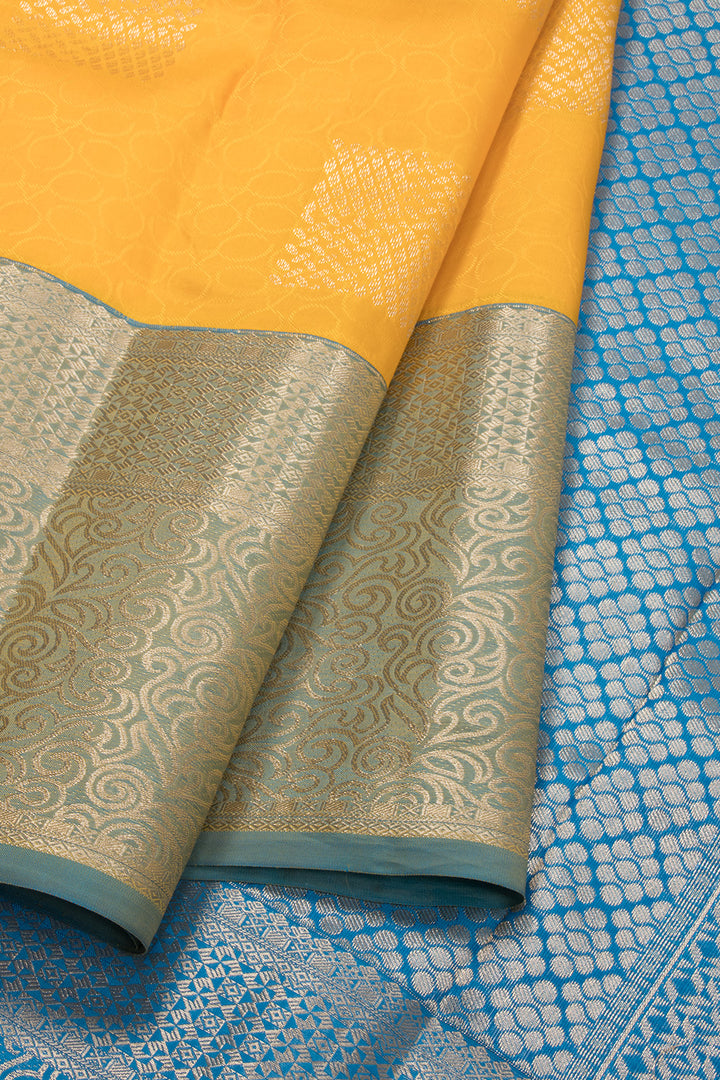 Yellow Handloom Kanjivaram Blended Silk Saree 10072899