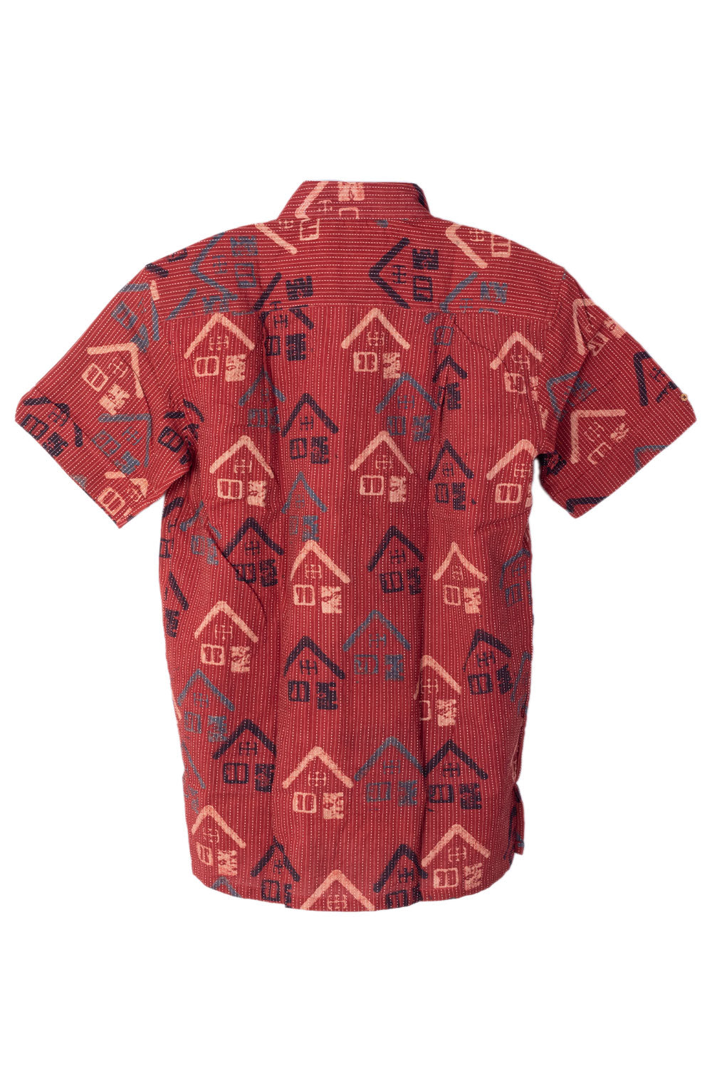 Red Half Sleeve Ajrakh Printed Cotton Mens Shirt 10073061