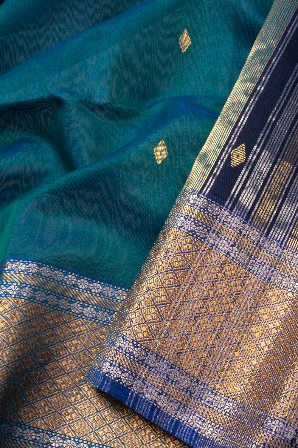 Blue Handloom Maheshwari Silk Cotton Saree 10073132