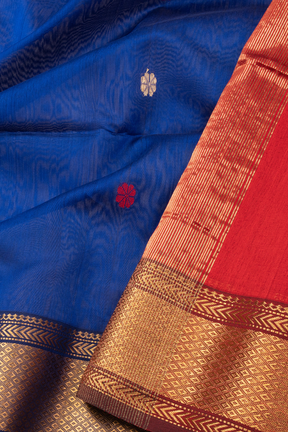 Blue Handloom Maheshwari Silk Cotton Saree 10073146