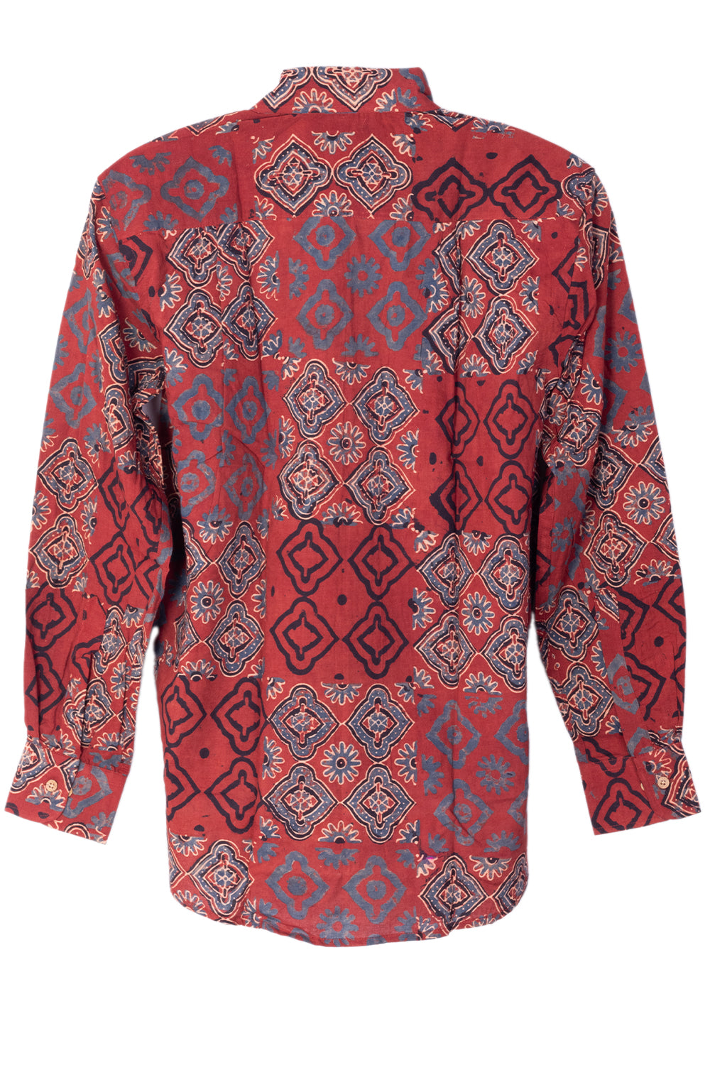 Red Full Sleeve Ajrakh Printed Cotton Mens Shirt 10073164