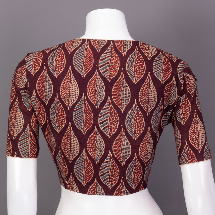 Brown Ajrakh Printed Cotton Blouse 10073373