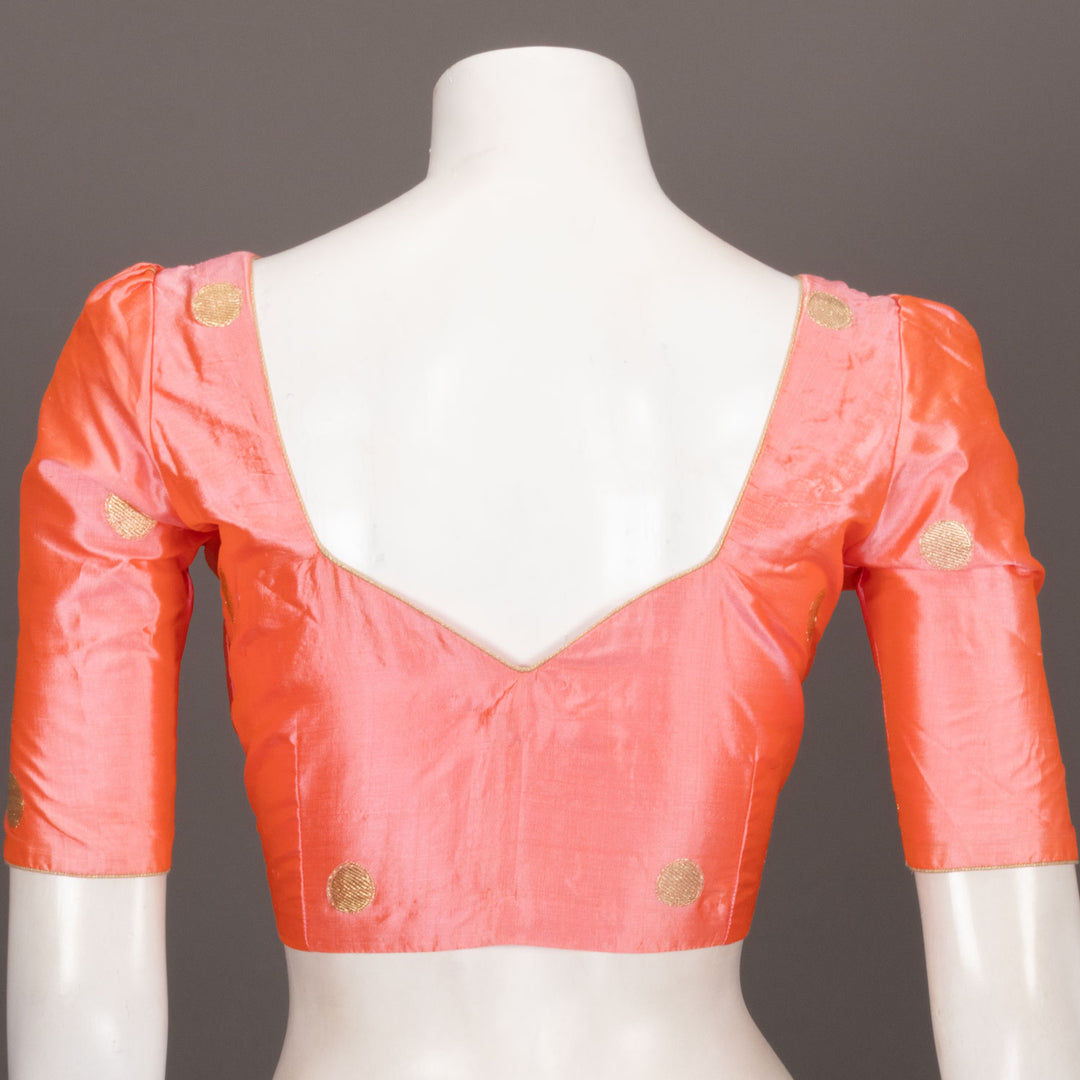 Peach Orange Banarasi Katan Silk Blouse 10073417