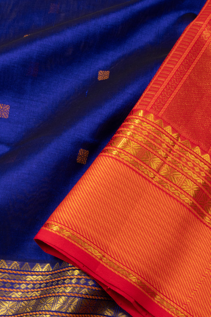 Blue Handloom Kanchi Silk Cotton Saree 10073573