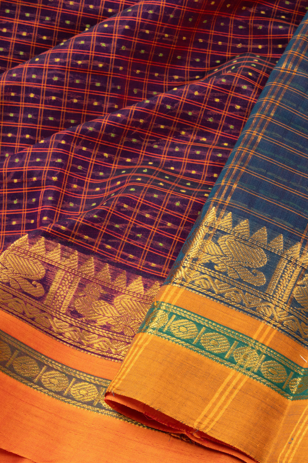 Arakku Brown Thousand Buttas Chettinad Cotton Saree 10073615