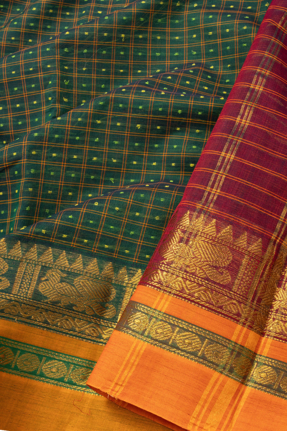 Castleton Green Thousand Buttas Chettinad Cotton Saree 10073621