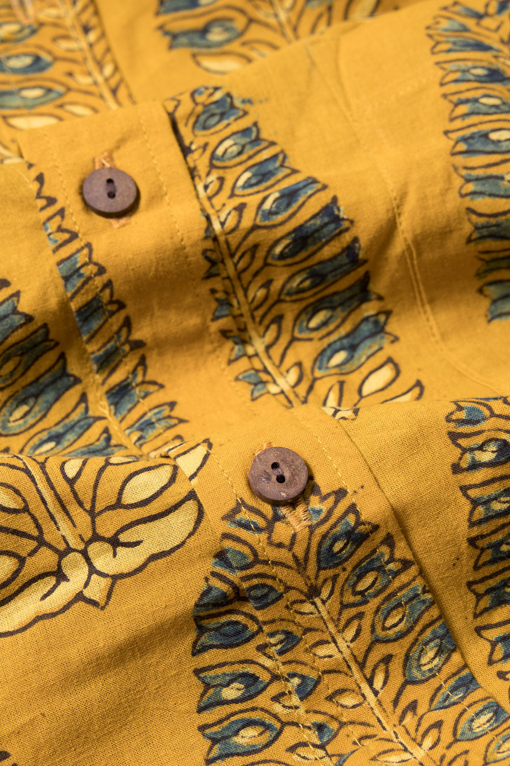 Mustard Yellow Ajrakh Printed Cotton Mens Shirt 10071154