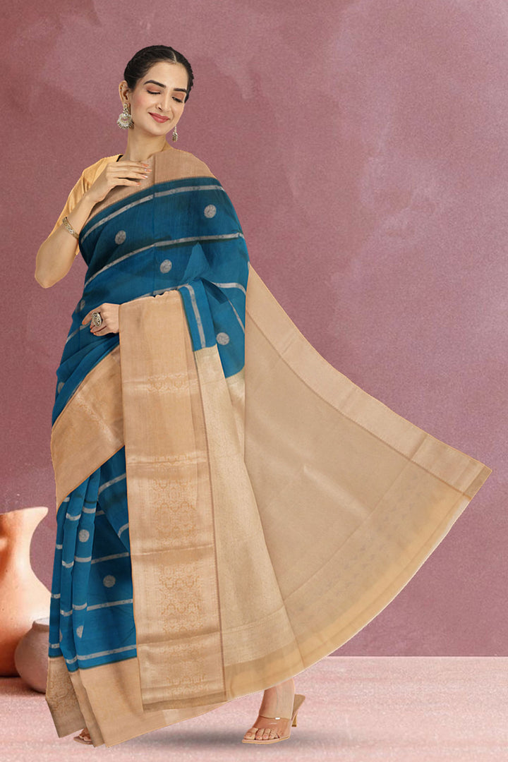 Blue Handloom Kanjivaram Silk Saree 10073832