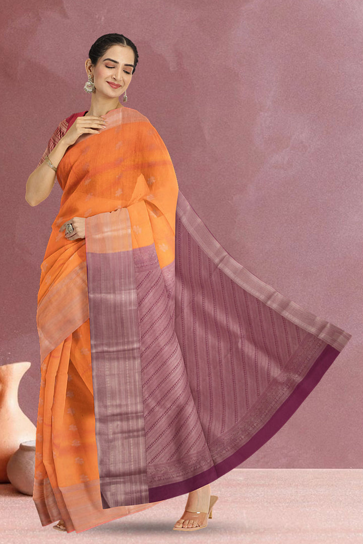 Orange Handloom Kanjivaram Silk Saree 10073824