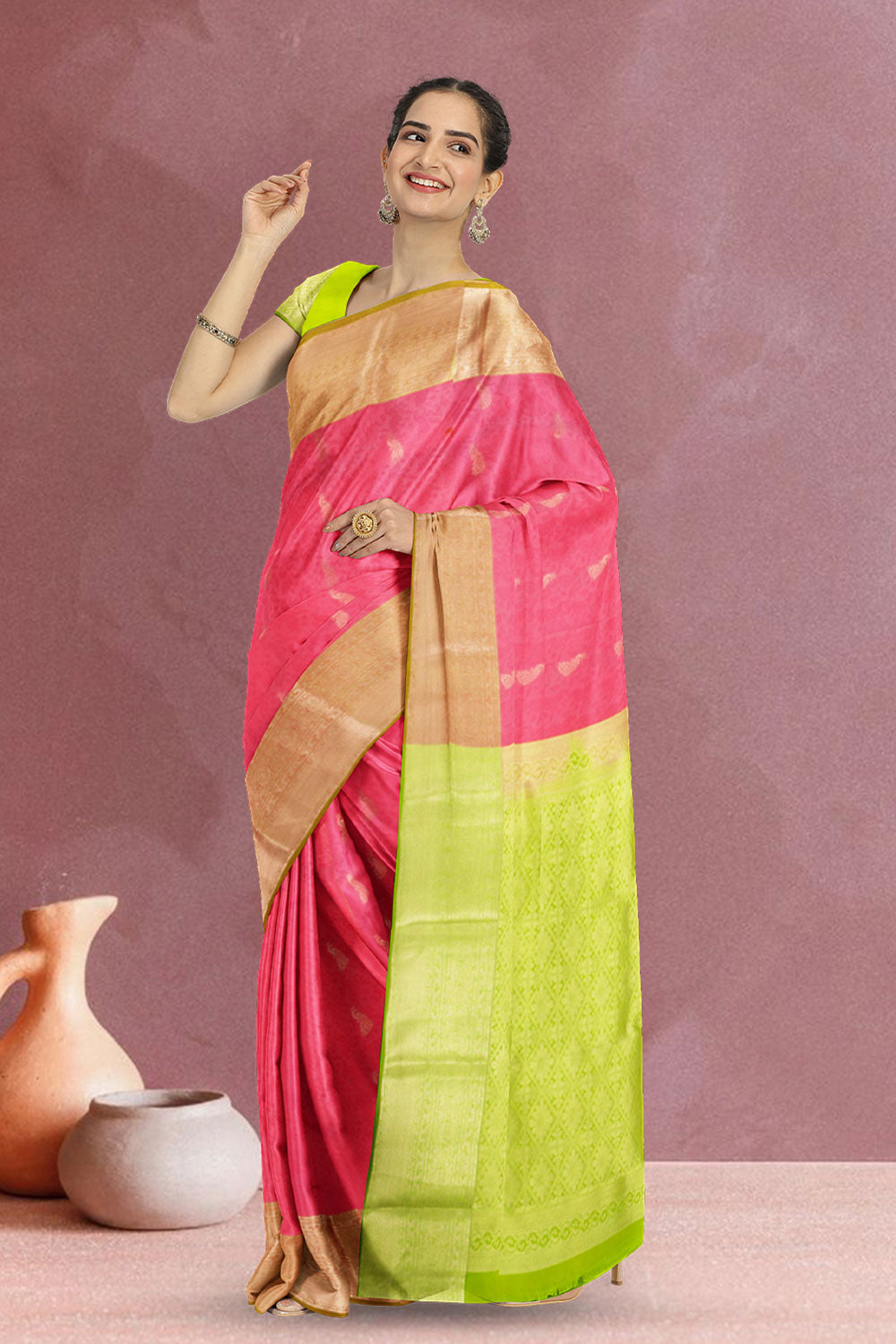 Pink Handloom Kanjivaram Silk Saree 10073841