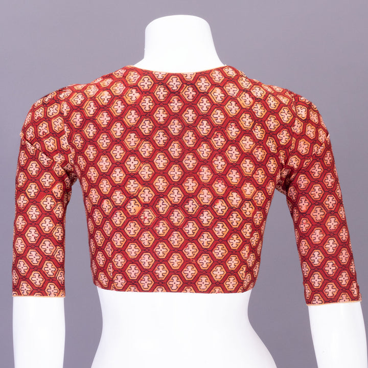 Red Handblock Printed Cotton Blouse