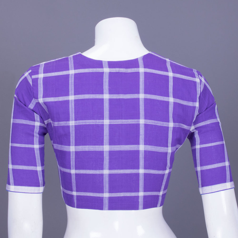 Purple Checked Andhra Cotton Blouse 10070418