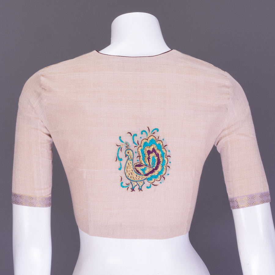 Beige Aari Embroidered Mangalgiri Cotton Blouse