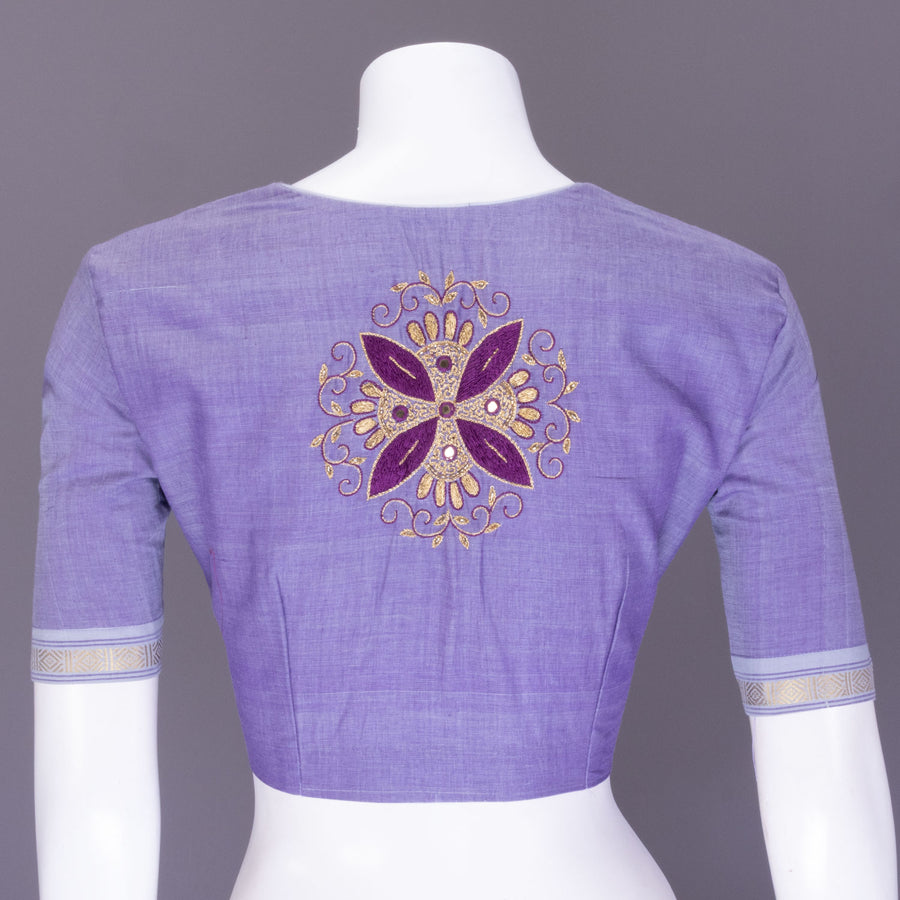 Lavender Aari Embroidered Mangalgiri Cotton Blouse