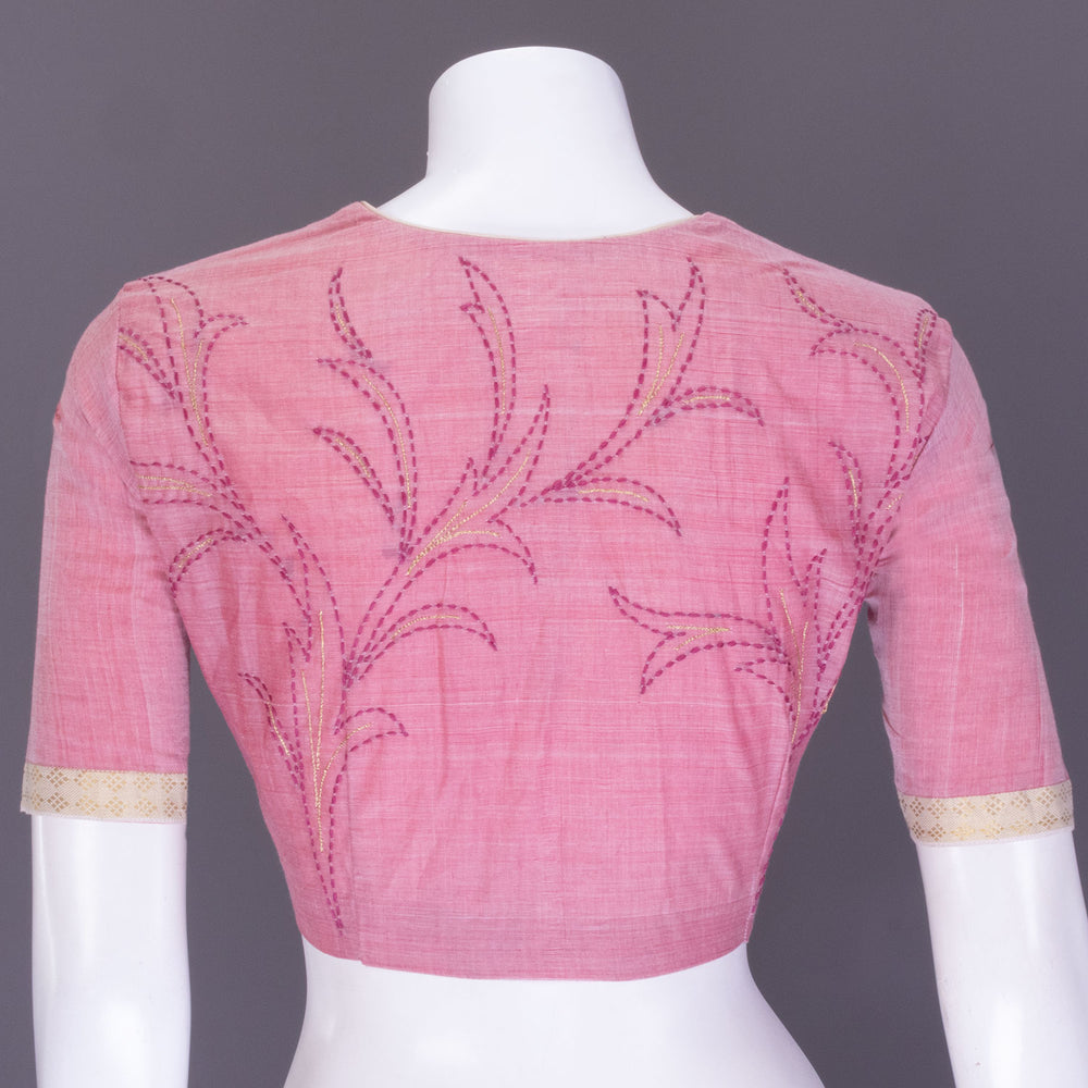 Pink Aari Embroidered Mangalgiri Cotton Blouse