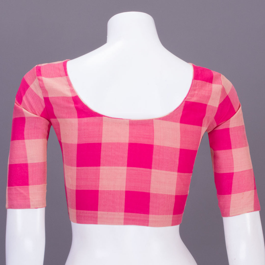 Pink Checked Andhra Cotton Blouse 10070802