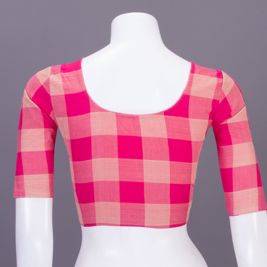 Pink Checked Andhra Cotton Blouse 10070803