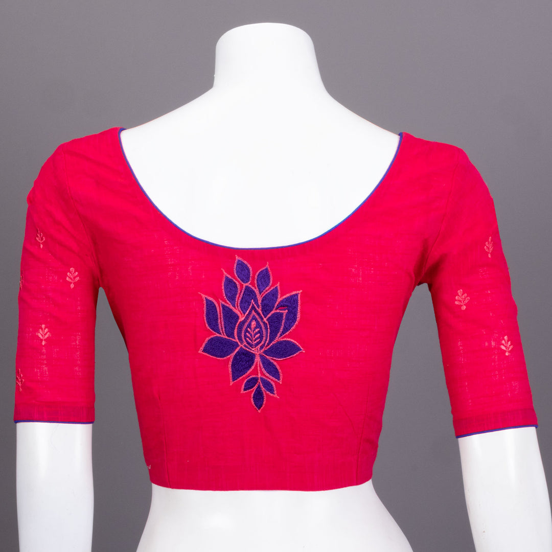 Pink Slub Cotton Embroidered Blouse