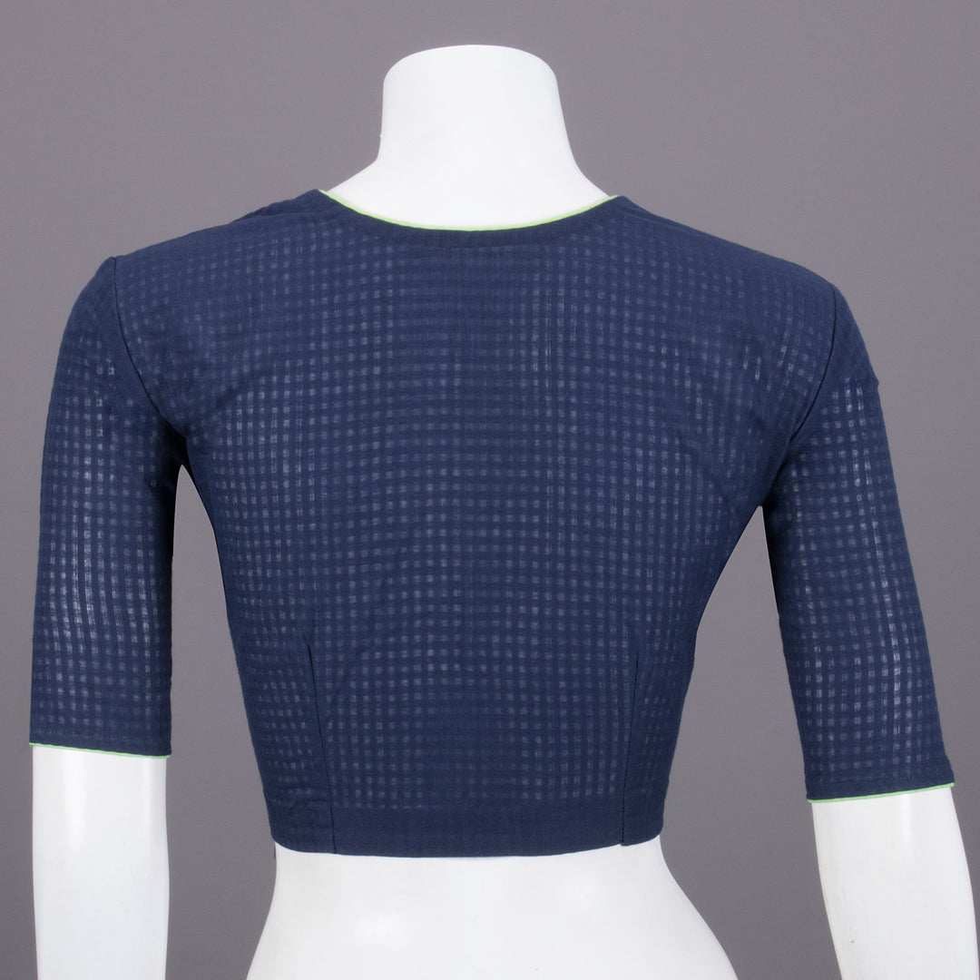 Navy Blue Slub Cotton Blouse