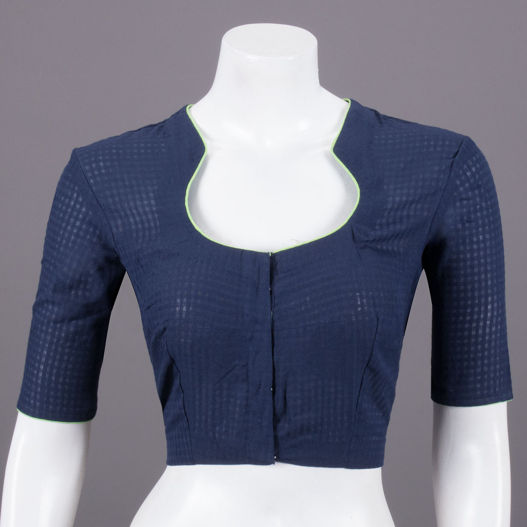 Navy Blue Slub Cotton Blouse