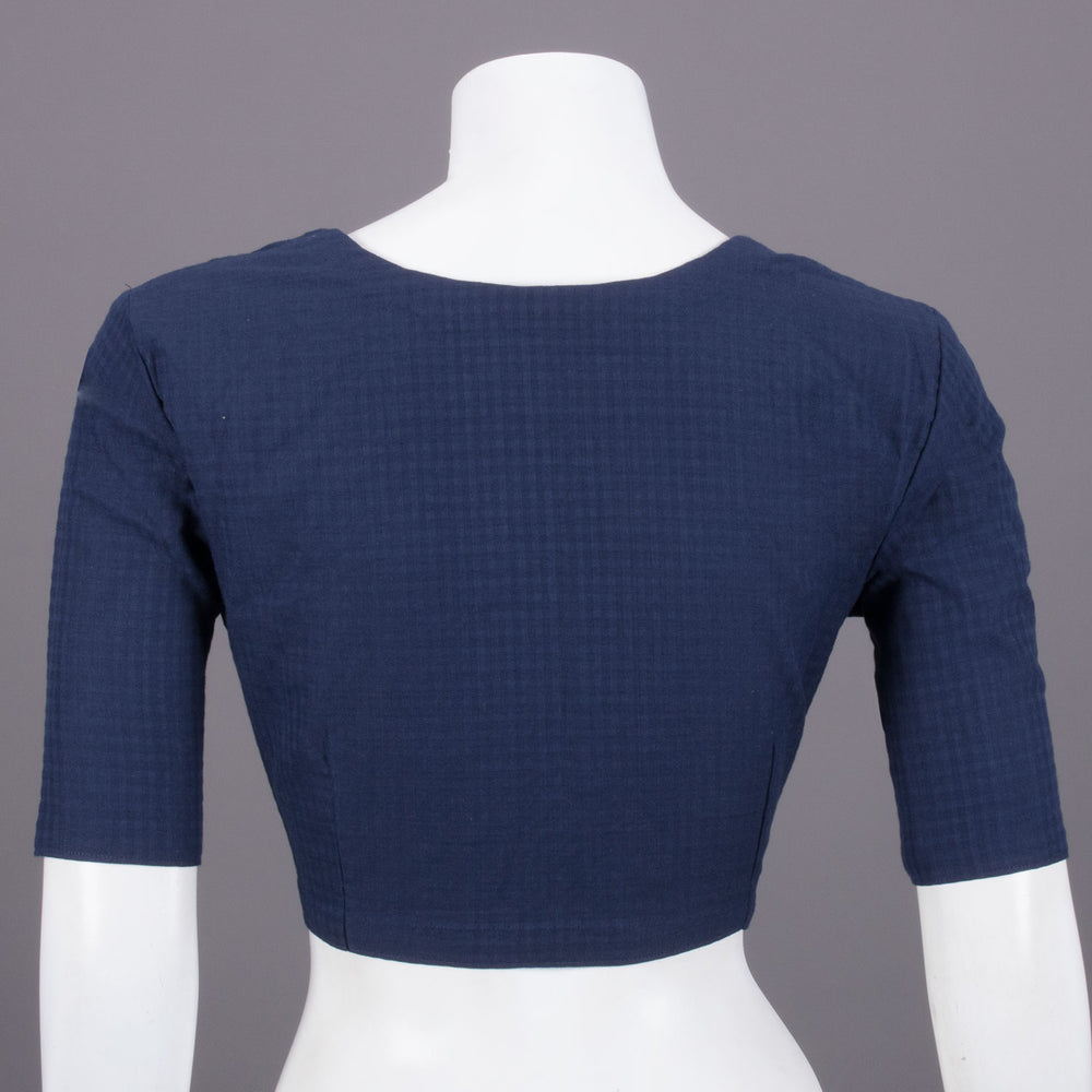 Navy Blue Slub Cotton Blouse