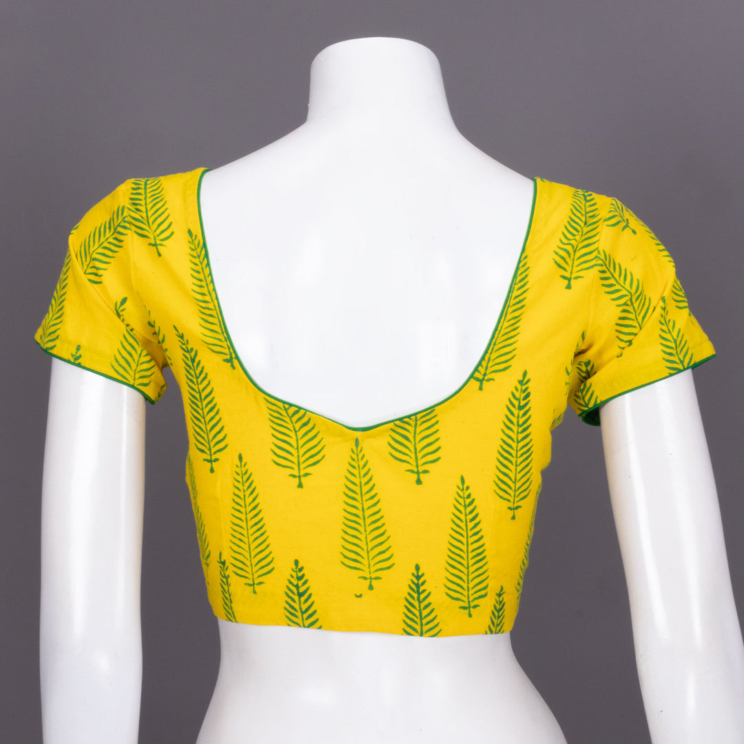 Yellow Gamthi Printed Cotton Blouse 10072229