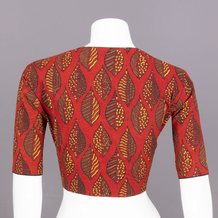 Red Ajrakh Printed Cotton Blouse 10072255