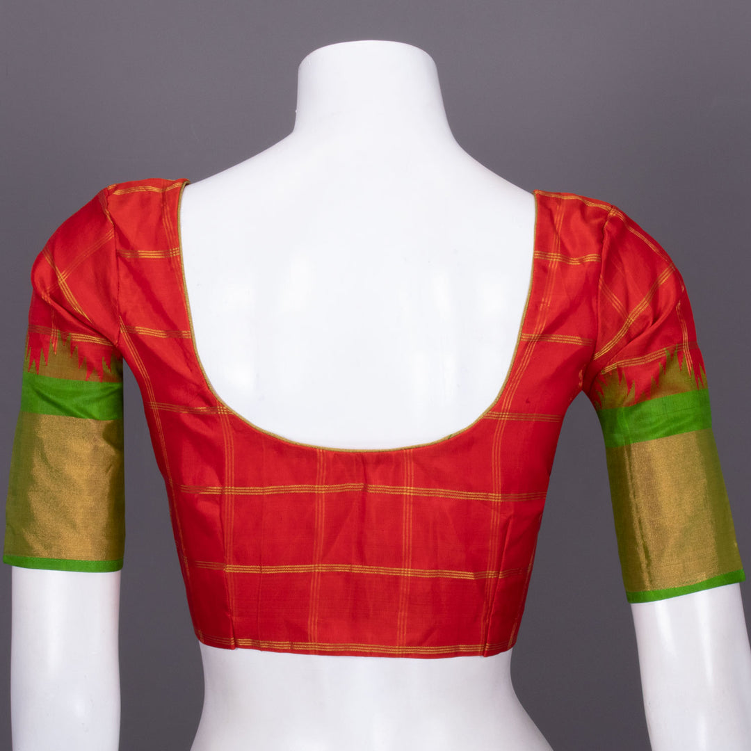 Red Gadwal Silk Blouse 10072441